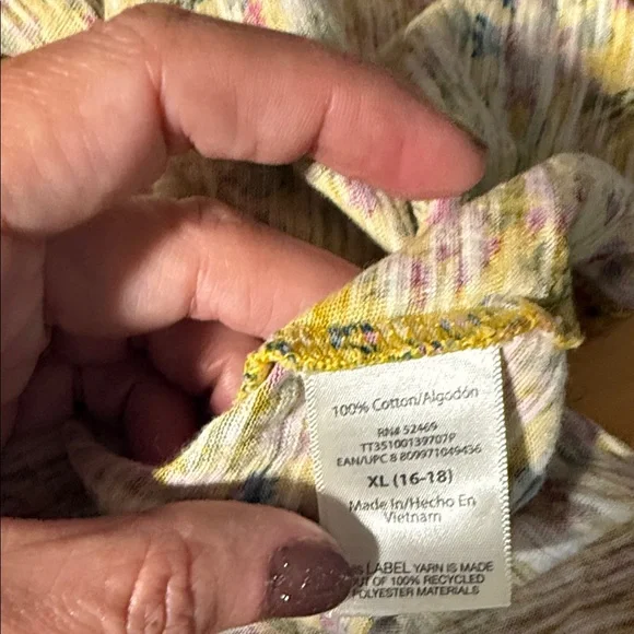 🌺 3 / $10 mix & match Time and Tru Fall Yellow Floral Blouse XL - Picture 5 of 5